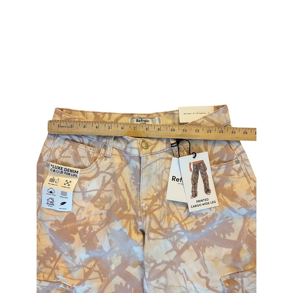 Refrain Los Angeles Printed Cargo Wide Leg Pants Women's Size 27 NWT - Picture 6 of 7